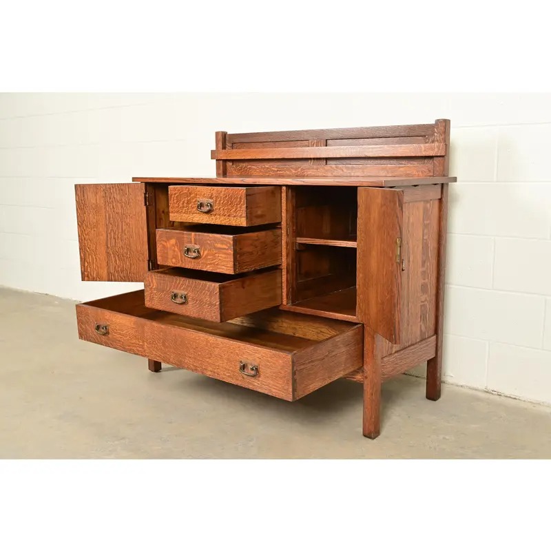 L. & J. G. Stickley Antique Mission Oak Arts & Crafts Sideboard or Bar Cabinet, Circa 1910 - Image 6