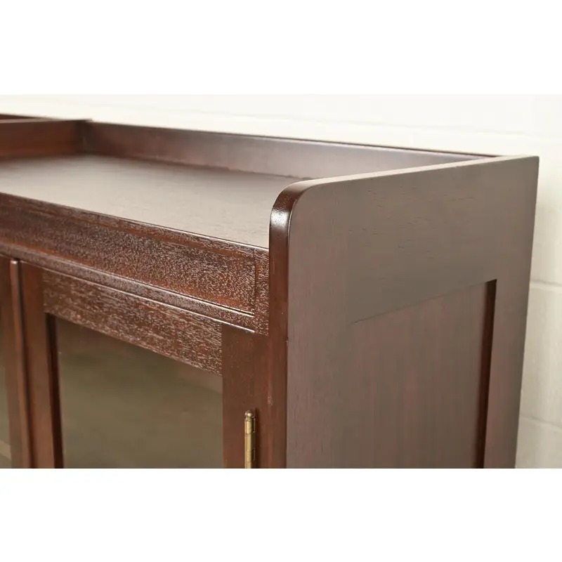 Limbert Style Antique Arts & Crafts Mahogany Double Bookcase Cabinet, Newly Refinished - Image 6