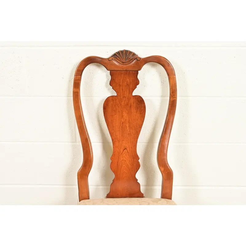 Queen Anne Solid Mahogany Dining Chairs by Stanley, Set of Four - Image 6