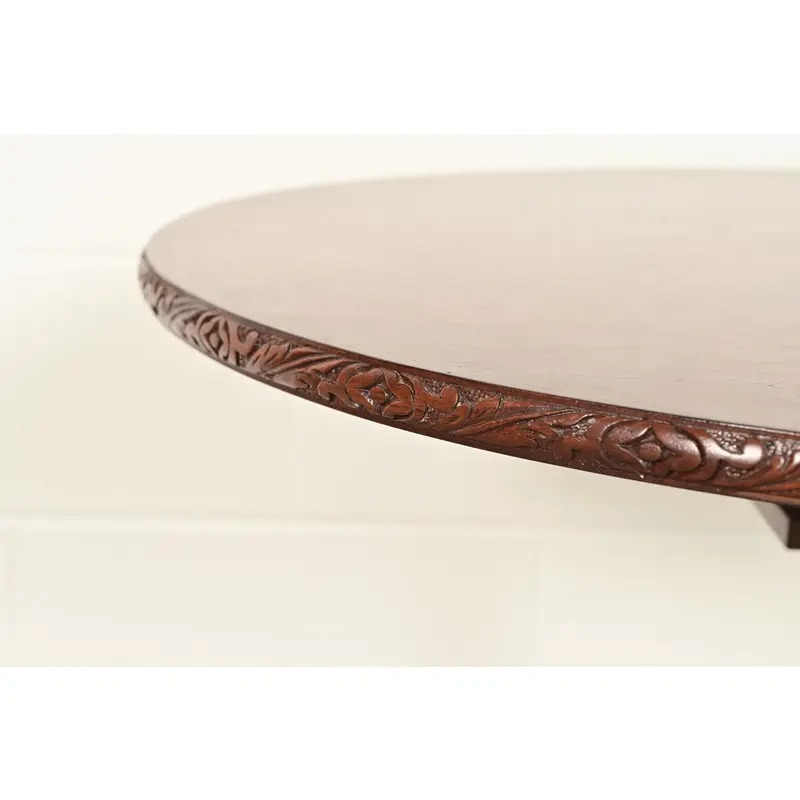 Smith & Watson Georgian Mahogany and Burl Wood Pedestal Tea Table - Image 6