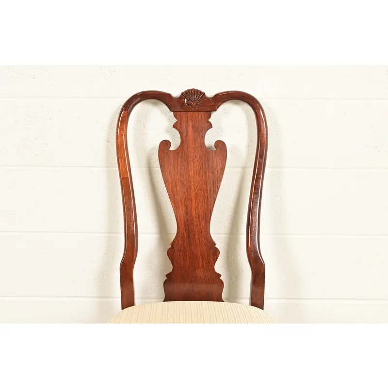 Thomasville Queen Anne Carved Solid Mahogany Side Chairs or Dining Chairs, Pair - Image 6