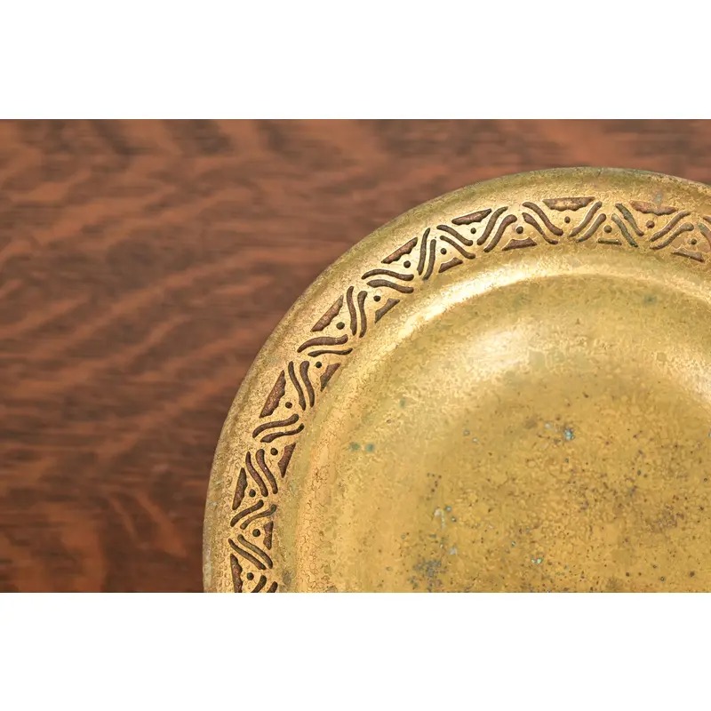 Tiffany Studios New York Bronze Doré Pedestal Bowl or Compote Dish With Bellflower Motif - Image 6