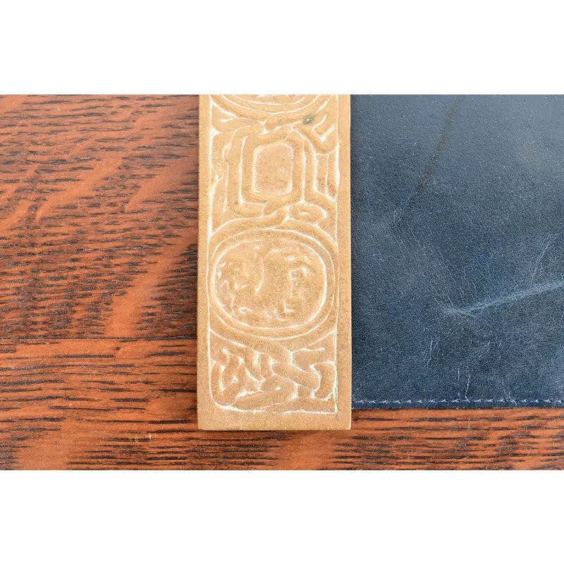 Tiffany Studios New York Zodiac Bronze Doré Blotter Ends With Leather Desk Blotter - Image 6