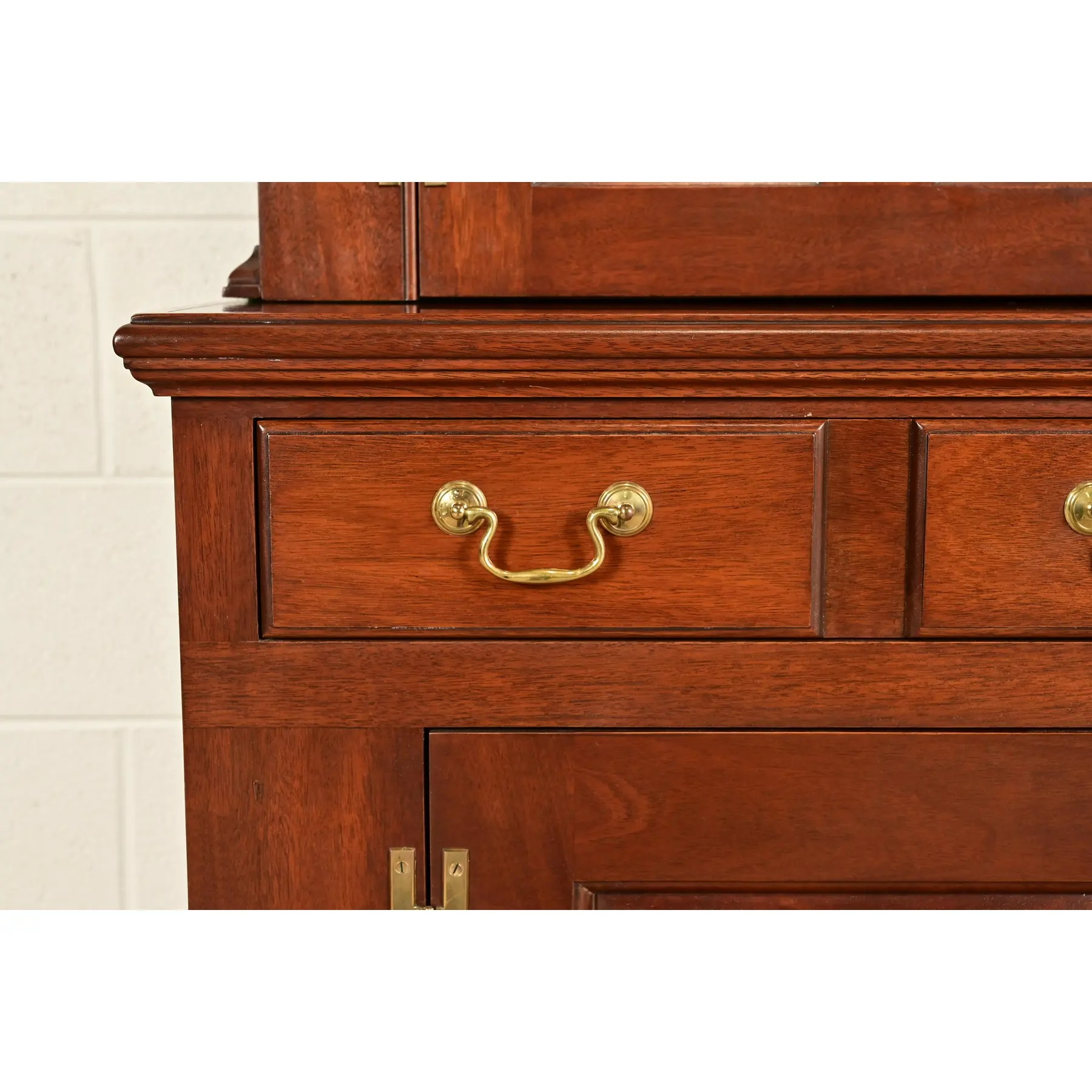 Kittinger Georgian Carved Mahogany Breakfront Bookcase Cabinet - Image 13