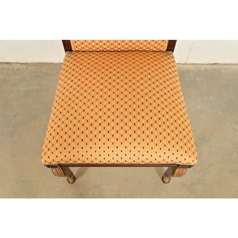 Baker Furniture Style Regency Carved Mahogany and Gold Gilt Side Chairs or Dining Chairs, Pair - Image 7