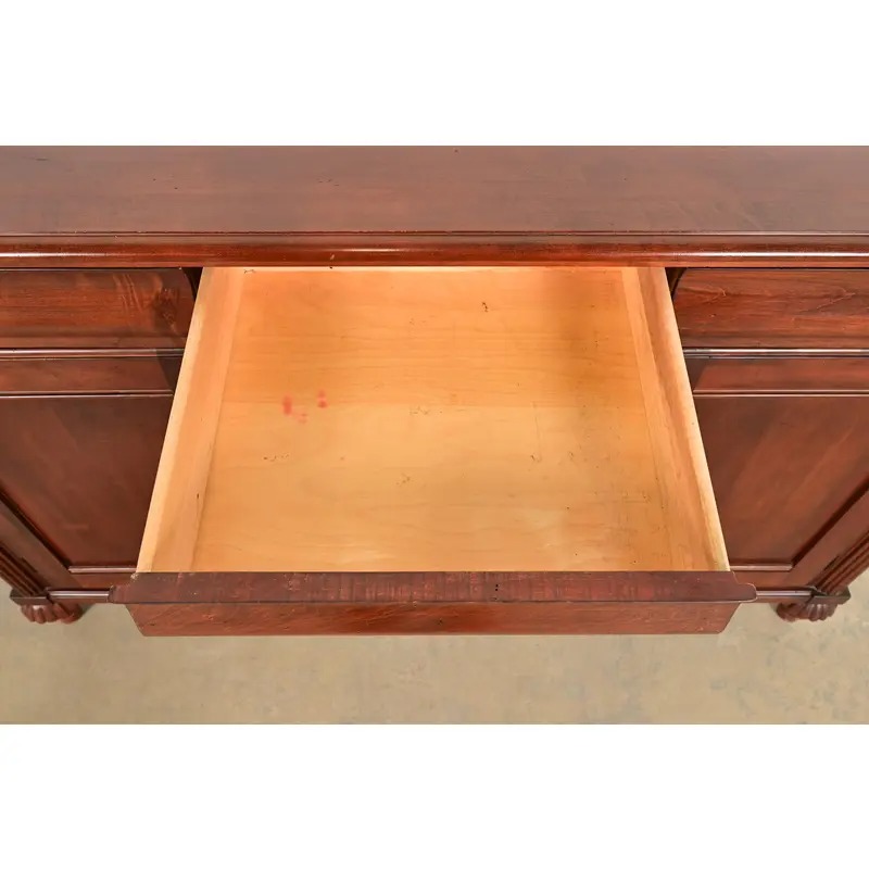 Ethan Allen British Colonial Carved Maple Sideboard Credenza or Bar Cabinet - Image 7