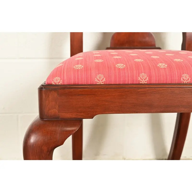Henkel Harris Queen Anne Solid Cherry Wood Side Chairs or Dining Chairs, Pair - Image 7