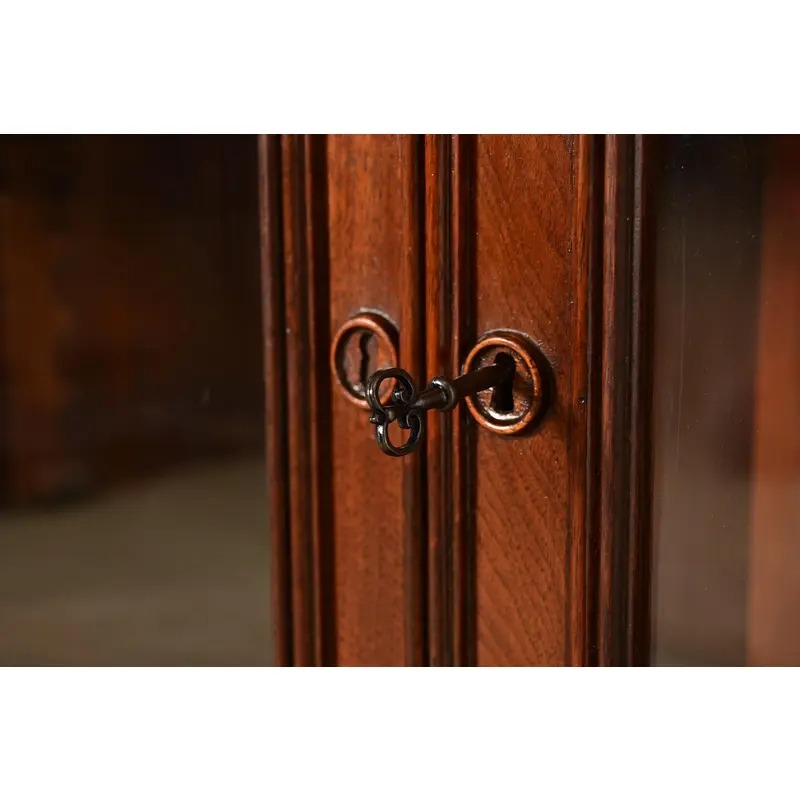 Herter Brothers Style Antique Eastlake Victorian Carved Burled Walnut Bookcase, Circa 1880s - Image 7