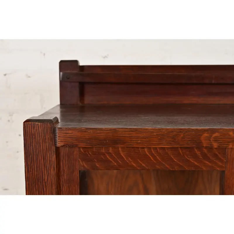 Limbert Style Antique Mission Oak Arts and Crafts Bookcase Cabinet, Circa 1910 - Image 7