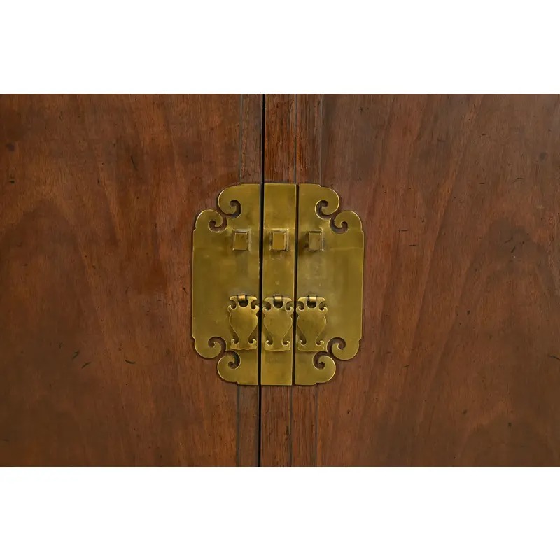Michael Taylor for Baker Furniture Hollywood Regency Chinoiserie Walnut Sideboard Credenza, Circa 1950s - Image 7