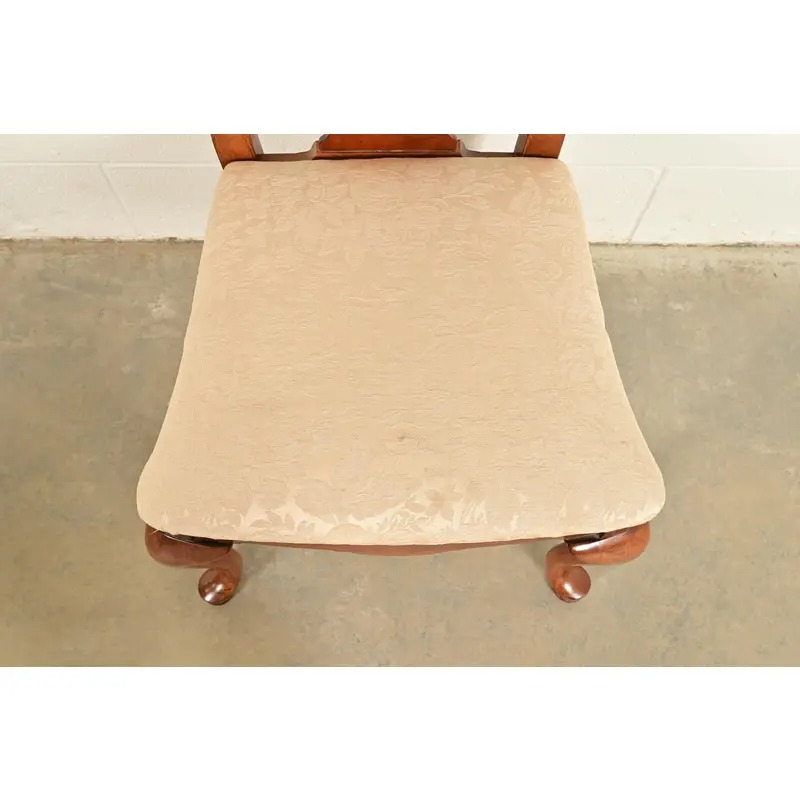 Queen Anne Solid Mahogany Side Chairs or Dining Chairs by Stanley, Pair - Image 7