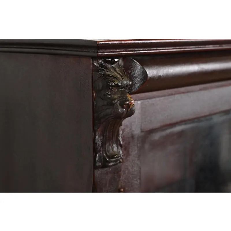 R. J. Horner Style American Empire Carved Mahogany Bookcase With Lion Heads, Circa 1890s - Image 7