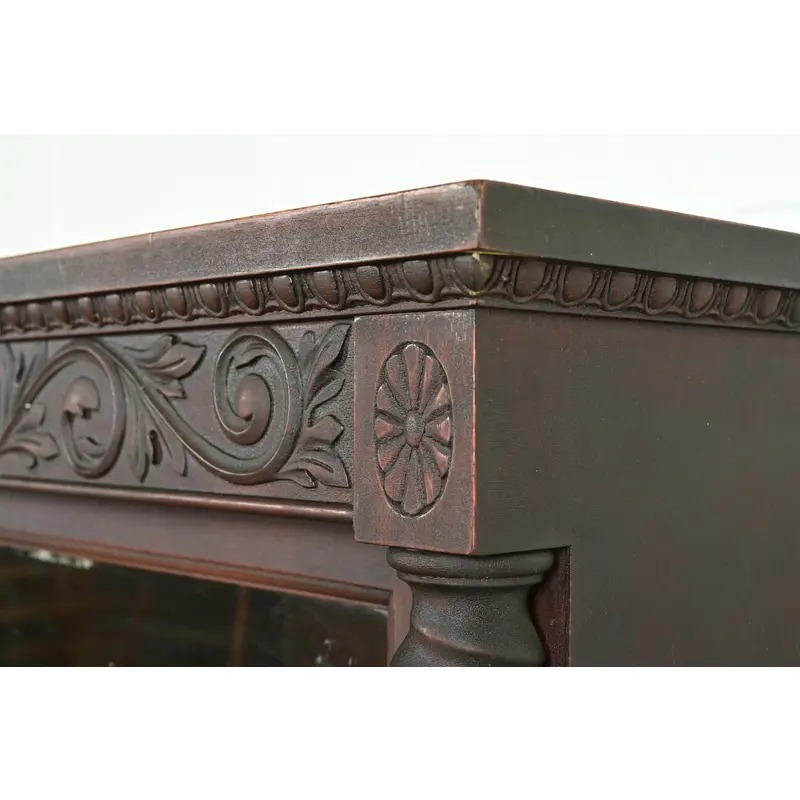 R. J. Horner Style American Empire Carved Mahogany Triple Bookcase With Lion Paw Feet, Circa 1890s - Image 7