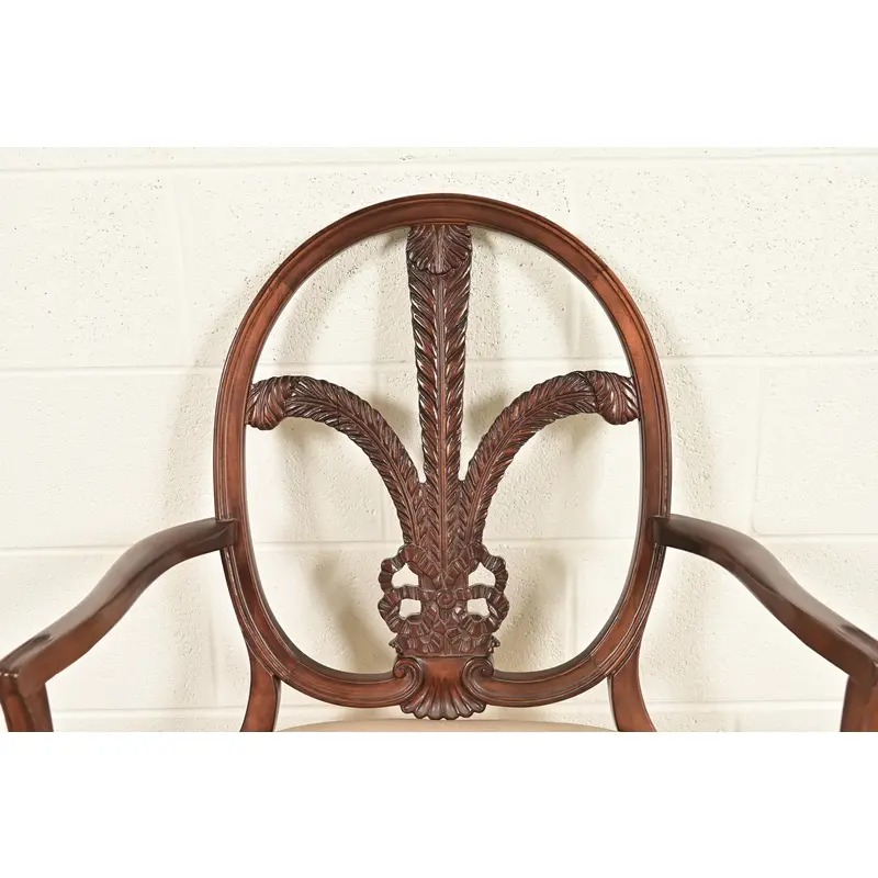 Romweber Antique French Regency Louis XVI Carved Mahogany Dining Chairs, Set of Six - Image 7