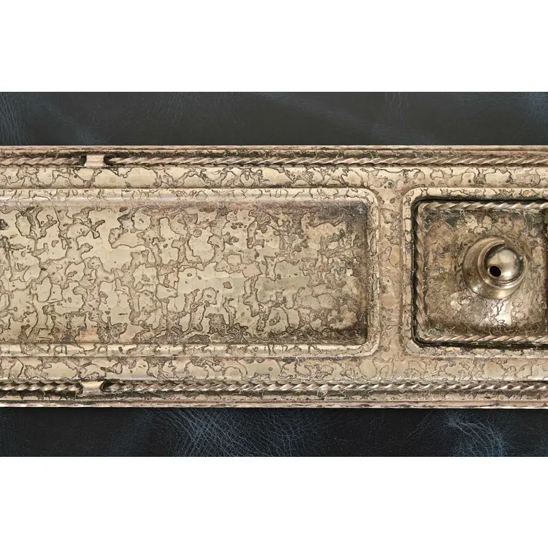 Roycroft Arts & Crafts Silver Finished Hammered Copper Desk Tray With Double Pen Holder - Image 7