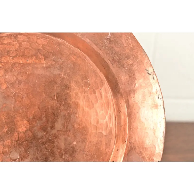 Roycroft Style Arts & Crafts Hammered Copper Charger Plate or Tray - Image 7
