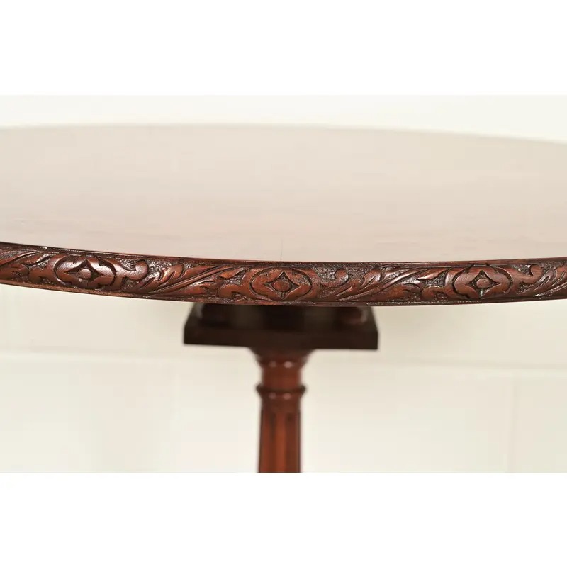 Smith & Watson Georgian Mahogany and Burl Wood Pedestal Tea Table - Image 7