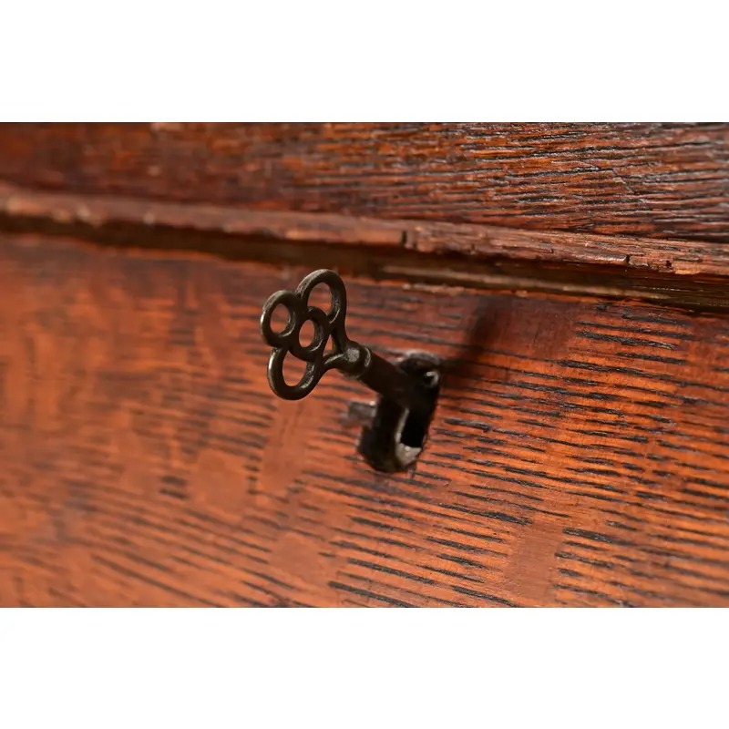 Stickley Brothers Style Antique Mission Oak Arts & Crafts Double Bookcase With Drop Front Secretary Desk, Circa 1910 - Image 7