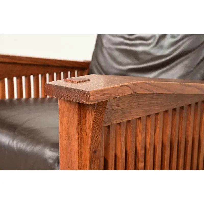Stickley Mission Oak Arts & Crafts Spindle Reclining Morris Lounge Chair - Image 7