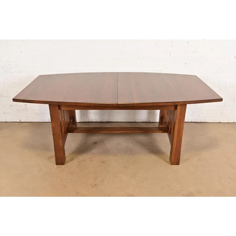 Stickley Style Mission Oak Arts & Crafts Extension Dining Table, Newly Refinished - Image 7