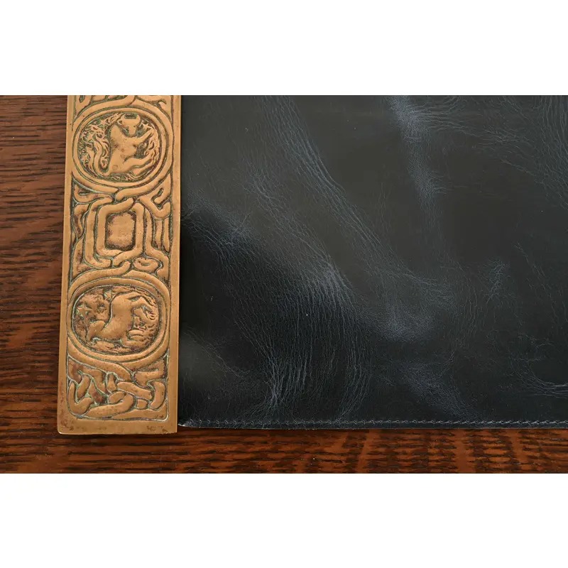 Tiffany Studios New York Zodiac Bronze Blotter Ends With Leather Desk Blotter - Image 7