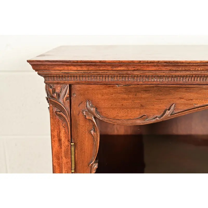 Antique Victorian Carved Mahogany Bookcase or Bar Cabinet, Circa 1890s - Image 8
