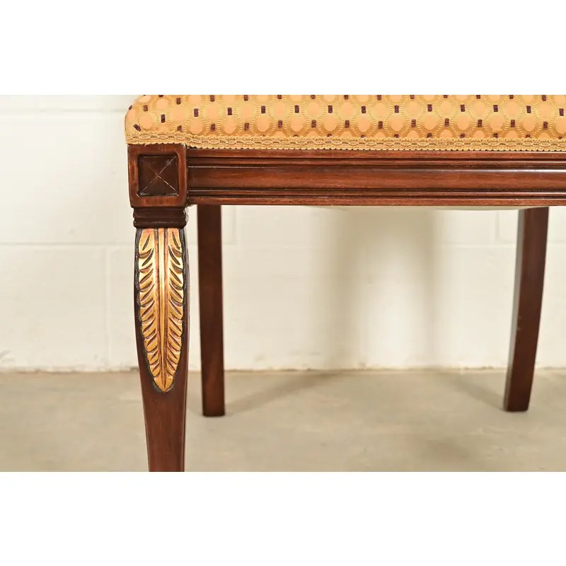 Baker Furniture Style Regency Carved Mahogany and Gold Gilt Side Chairs or Dining Chairs, Pair - Image 8