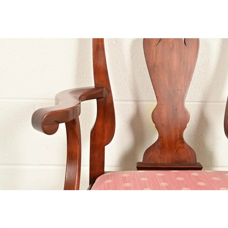 Henkel Harris Queen Anne Solid Cherry Wood Armchairs, Pair - Image 8