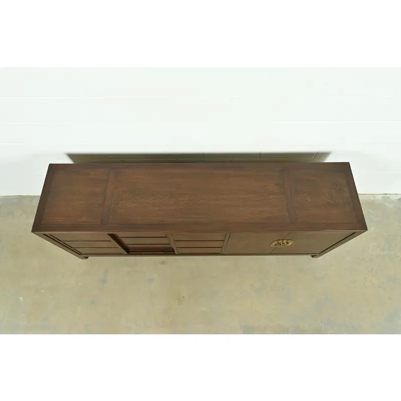 Michael Taylor for Baker Furniture Hollywood Regency Chinoiserie Walnut Sideboard Credenza, Circa 1950s - Image 8