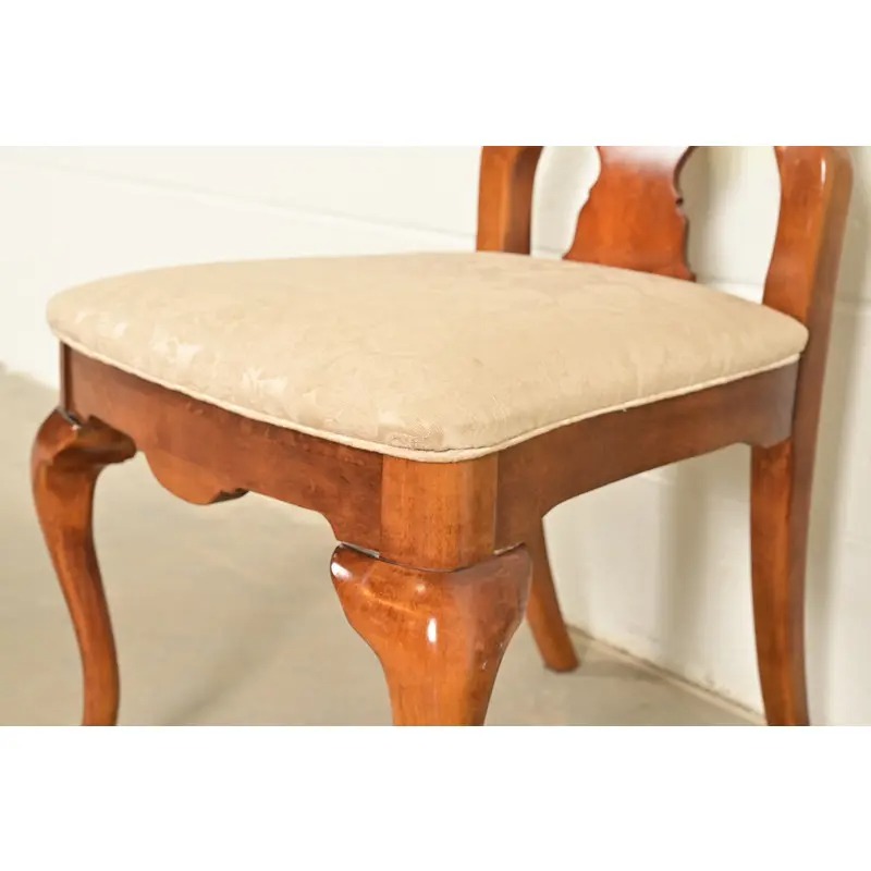 Queen Anne Solid Mahogany Dining Chairs by Stanley, Set of Four - Image 8