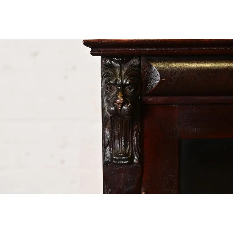 R. J. Horner Style American Empire Carved Mahogany Bookcase With Lion Heads, Circa 1890s - Image 8