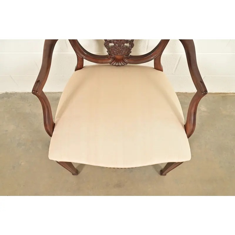Romweber Antique French Regency Louis XVI Carved Mahogany Dining Chairs, Set of Six - Image 8