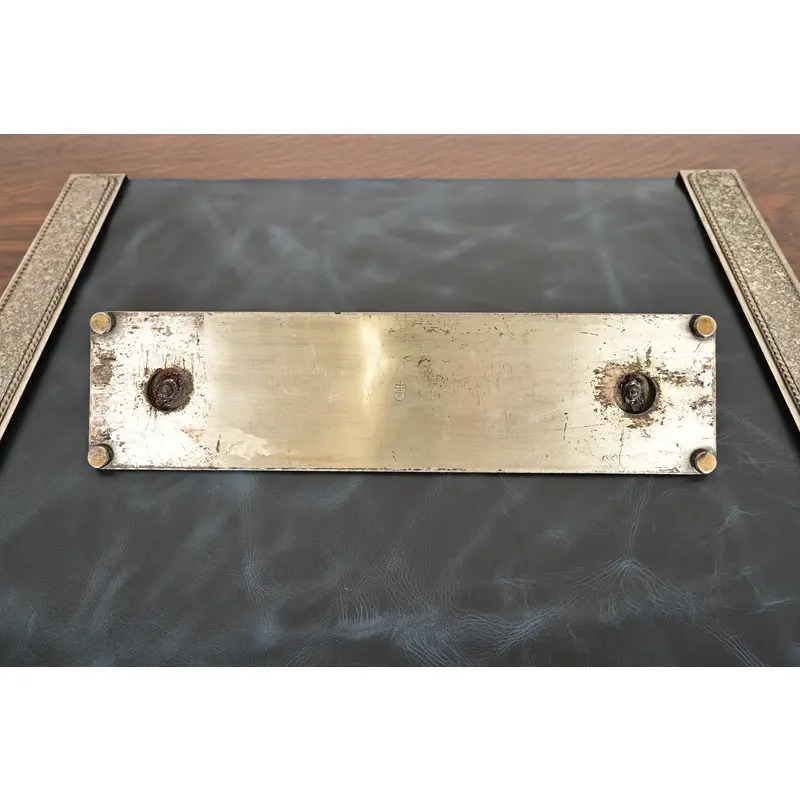 Roycroft Arts & Crafts Silver Finished Hammered Copper Desk Tray With Double Pen Holder - Image 8