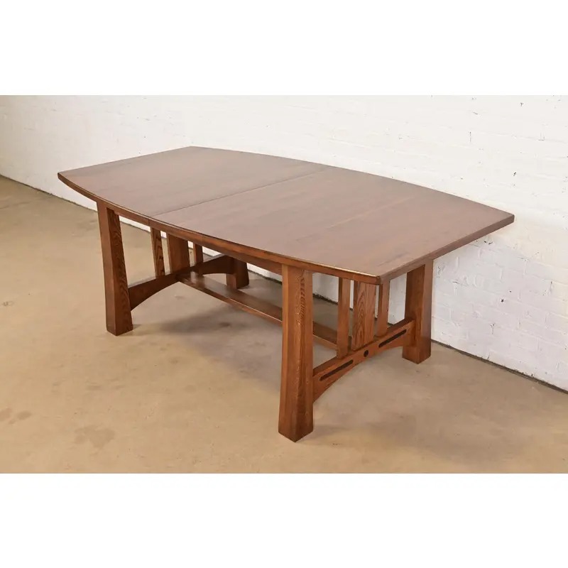 Stickley Style Mission Oak Arts & Crafts Extension Dining Table, Newly Refinished - Image 8