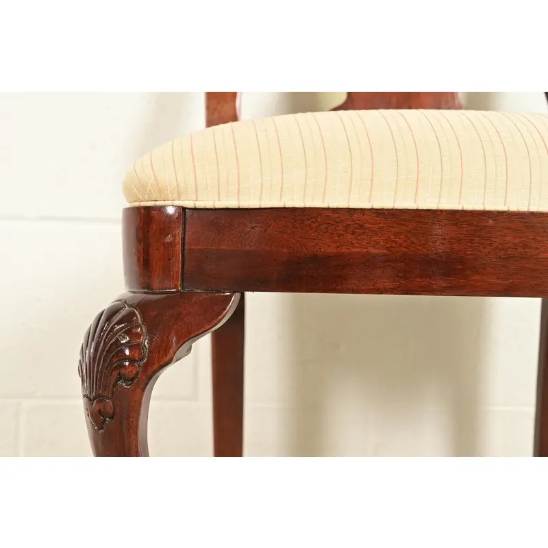Thomasville Queen Anne Carved Solid Mahogany Side Chairs or Dining Chairs, Pair - Image 8