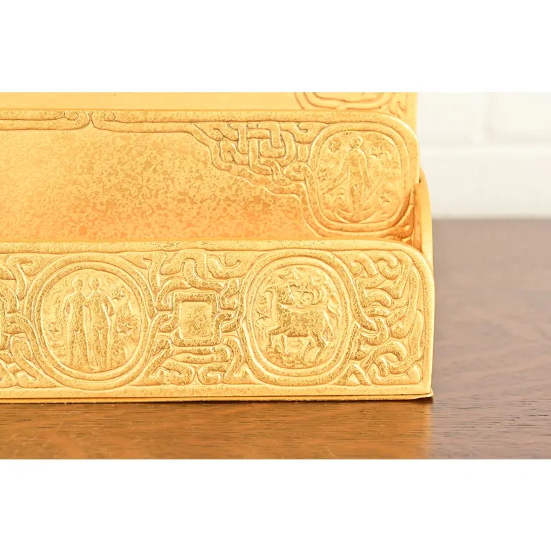 Tiffany Studios New York Zodiac Pattern Bronze Doré Letter Rack - Image 8