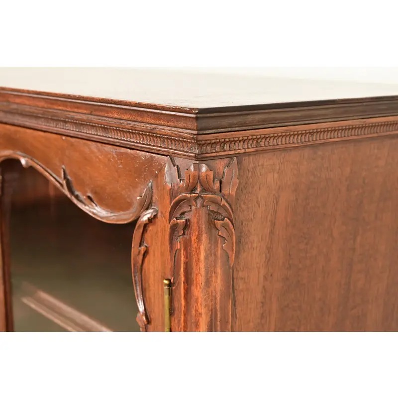 Antique Victorian Carved Mahogany Bookcase or Bar Cabinet, Circa 1890s - Image 9