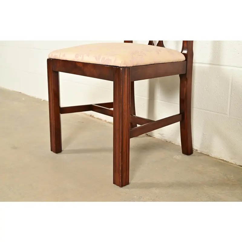 Baker Furniture Style Georgian Carved Mahogany Dining Chairs, Set of Four - Image 9