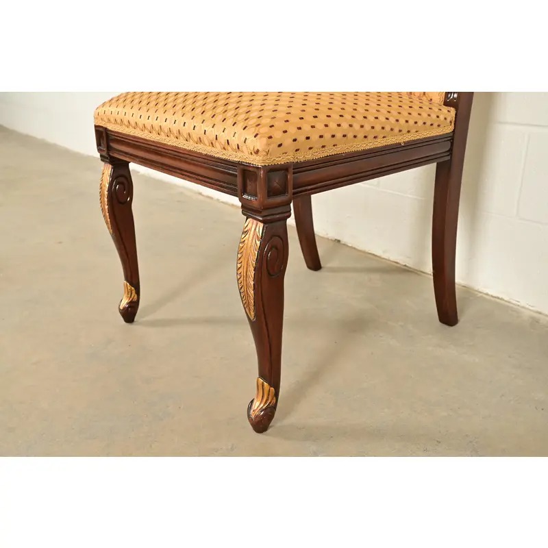 Baker Furniture Style Regency Carved Mahogany and Gold Gilt Side Chairs or Dining Chairs, Pair - Image 9