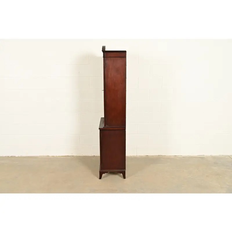 English Regency Antique Carved Mahogany Breakfront Bookcase Cabinet, Circa 1890s - Image 9