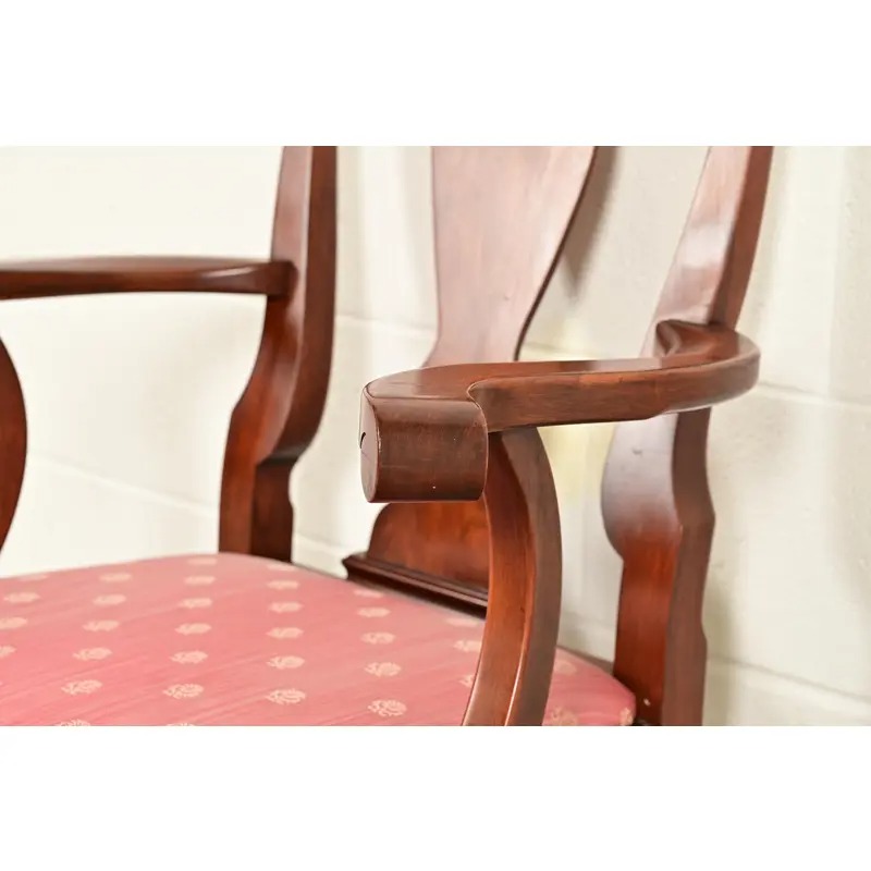 Henkel Harris Queen Anne Solid Cherry Wood Armchairs, Pair - Image 9
