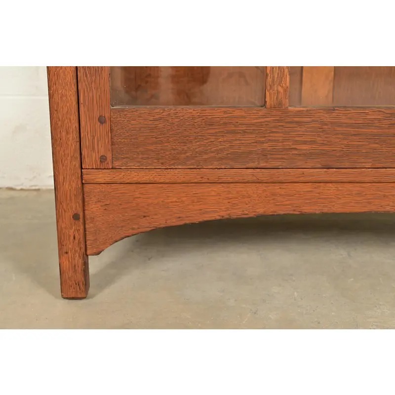 L. & J. G. Stickley Antique Mission Oak Arts and Crafts Bookcase Cabinet, Circa 1910 - Image 9