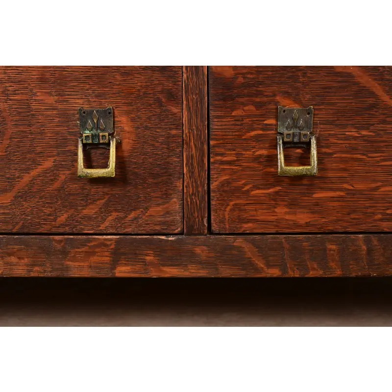 Limbert Style Antique Mission Oak Arts and Crafts Bookcase Cabinet, Circa 1910 - Image 9