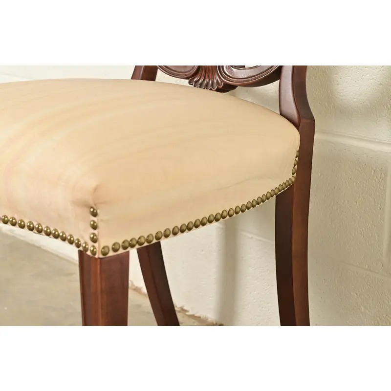 Romweber Antique French Regency Louis XVI Carved Mahogany Dining Chairs, Set of Four - Image 9