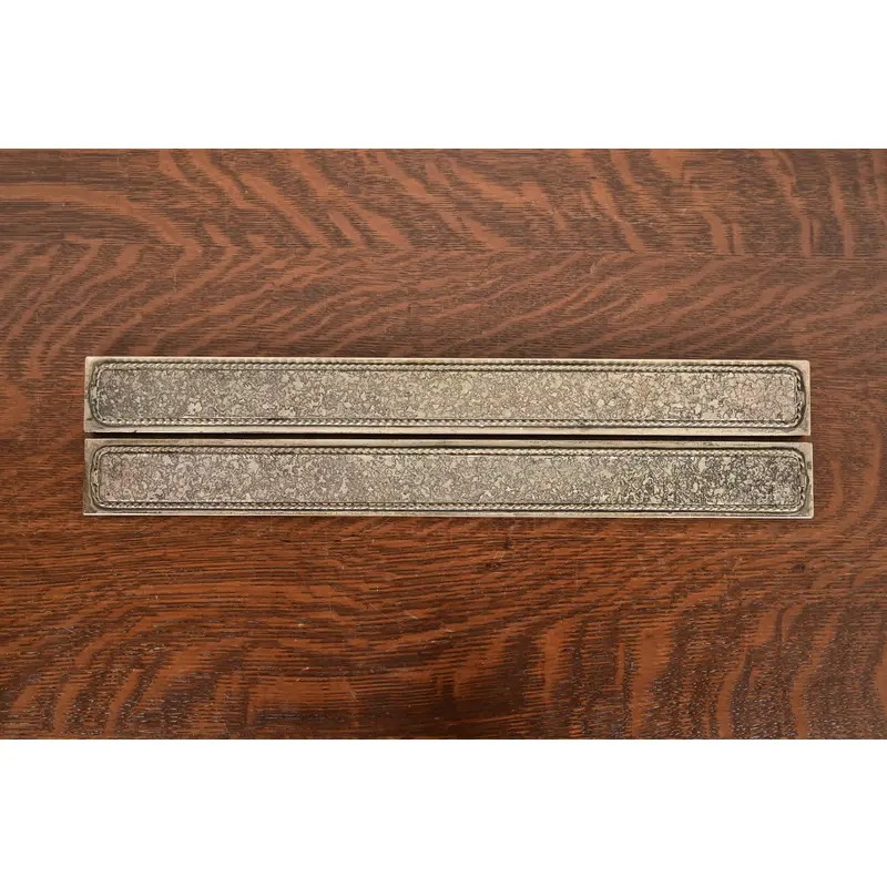 Roycroft Arts & Crafts Silver Finished Hammered Copper Blotter Ends With Leather Desk Blotter - Image 9