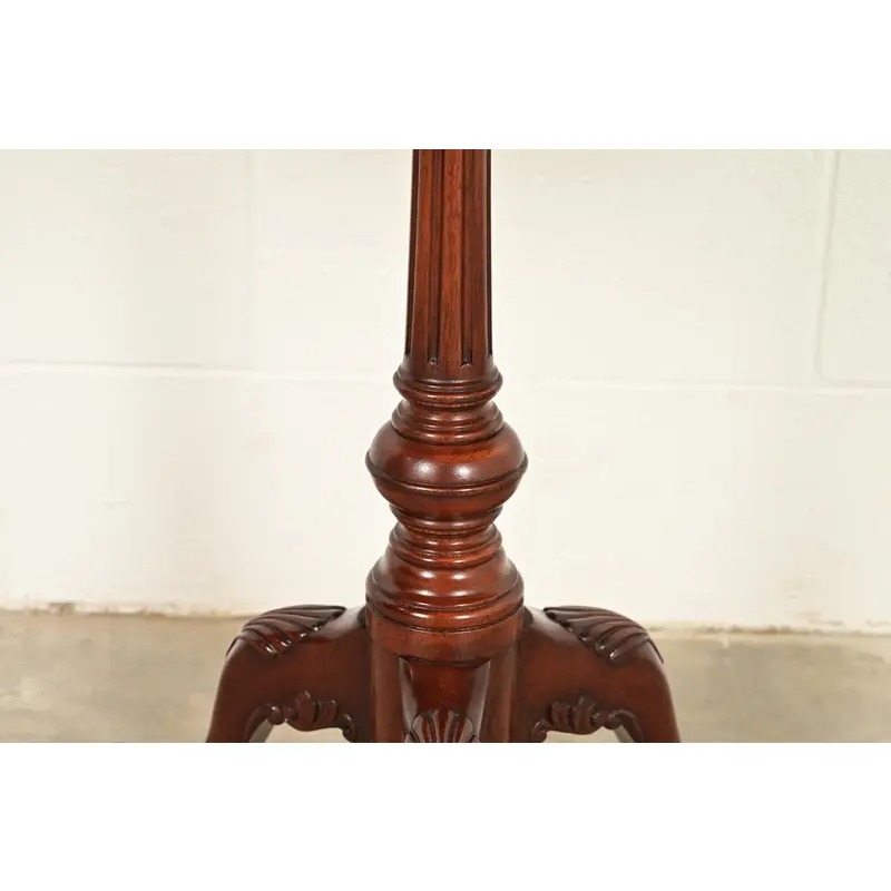 Smith & Watson Georgian Mahogany and Burl Wood Pedestal Tea Table - Image 9