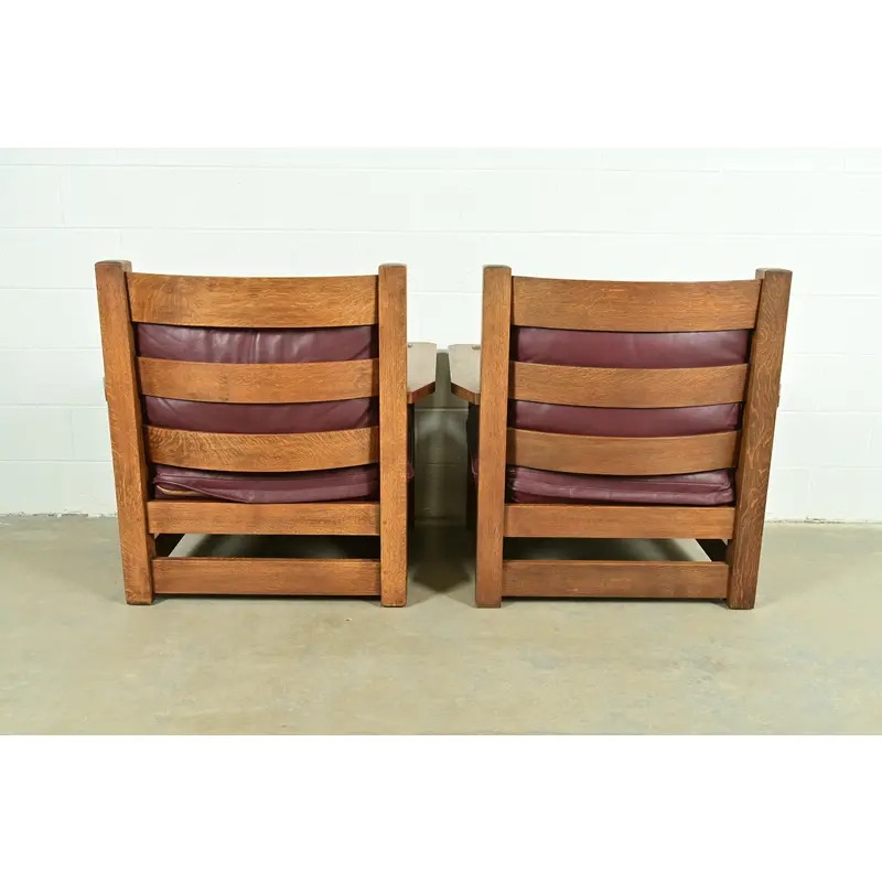 Stickley Mission Oak Arts & Crafts Eastwood Lounge Chairs, Pair - Image 9