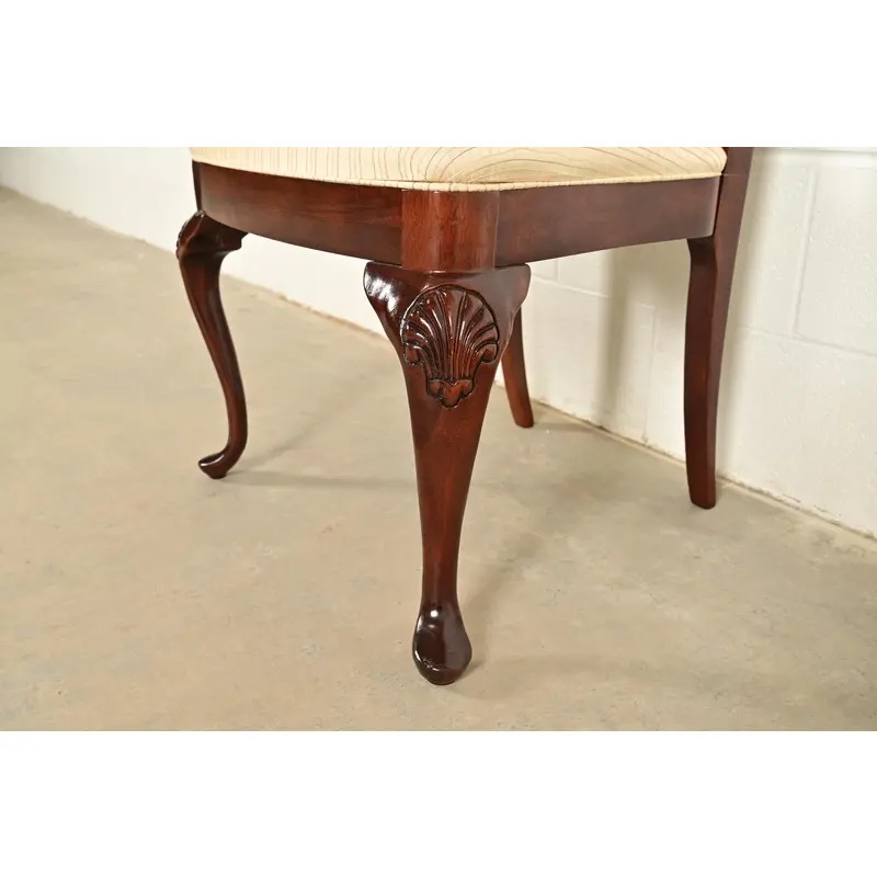 Thomasville Queen Anne Carved Solid Mahogany Side Chairs or Dining Chairs, Pair - Image 9