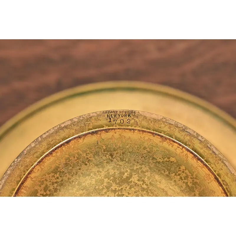 Tiffany Studios New York Bronze Doré Pedestal Bowl or Compote Dish With Bellflower Motif - Image 9