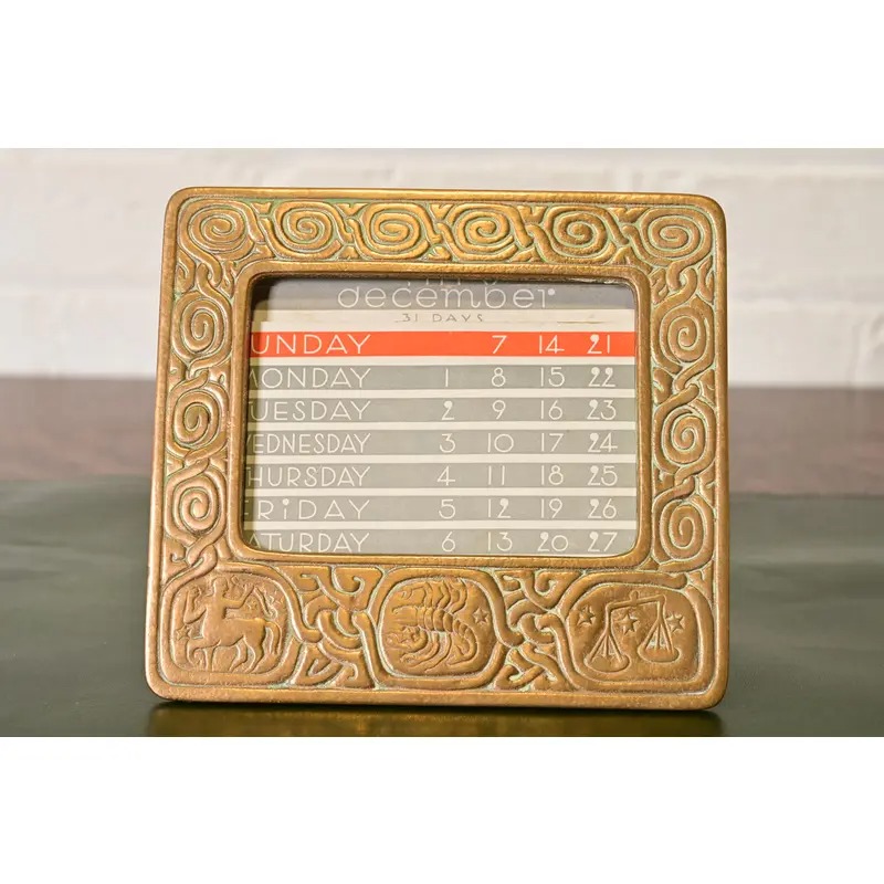 Tiffany Studios New York Zodiac Bronze Doré Desk Calendar Holder or Picture Frame - Image 9
